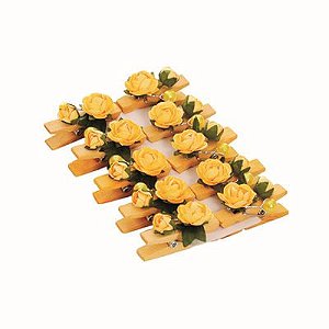 Prendedor Floral Petit Duplo Pérola Amarelo 6 cart c/ 10 unids