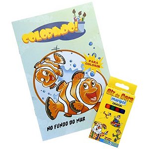Livro Para Colorir com Giz de Cera Fundo do Mar