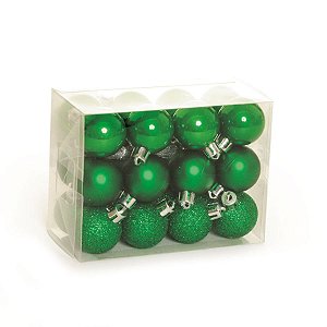 Bola de Natal Fosca, Glitter, Brilho Verde - 24 Un