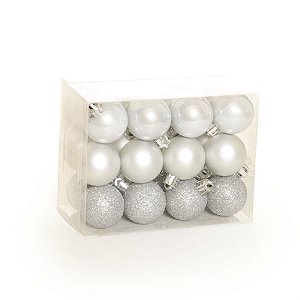 Bola de Natal Fosca, Glitter, Brilho Prata (Bola de Natal em Tubos) - 24 Peças