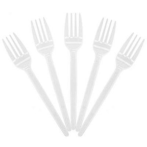 Garfo Descartável para Sobremesa Branco - 50 Un