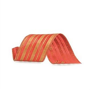 Fita Listras Glitter Vermelho e Ouro 6,3 cm x 9,14 mts (Fitas Natalinas) - 1 Un