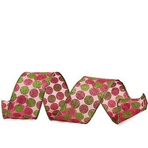 Fita Bola Verde e Rosa 6,3 cm x 9,14 mts