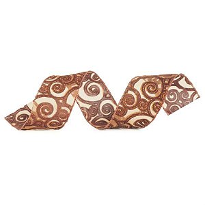 Fita Arabesco Ouro e Marfim 6,3 cm x 9,14 mts (Fitas Natalinas) - 3 Un