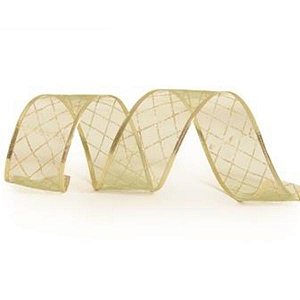 Fita Organza com Listras Verde Claro 6,3 cm x 9,14 mts (Fitas Natalinas) - 3 Un