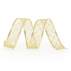 Fita Organza com Listras Verde Claro 3,8 cm x 9,14 mts (Fitas Natalinas) - 3 Un