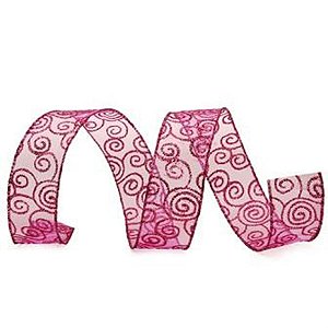 Fita Organza Caracol Rosa 6,3 cm x 9,14 mts (Fitas Natalinas) - 1 Un
