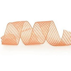 Fita Organza com Listras Bronze 6,3 cm x 9,14 mts