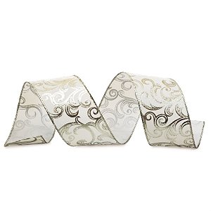 Fita Arabesco Met·lico Prata 6,3 cm x 9,14 mts
