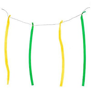 Fita Decorativa Plástica Verde e Amarelo - 10 Metros