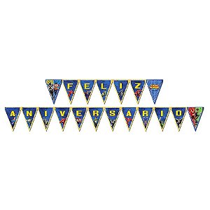 Faixa Feliz Aniversário Nova Liga da Justiça