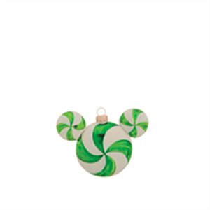 Natal Disney - Bola Mickey Verde Claro e Branco 6cm - 3 Un