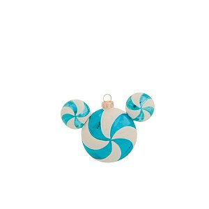 Natal Disney - Bola Mickey Azul e Branco 8cm - 2 Un