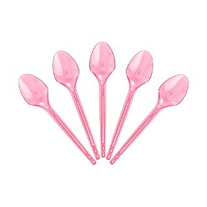 Colher Descartável para Sobremesa Rosa - 50 Un