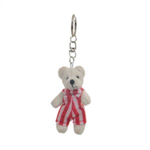 Chaveiro Urso Listras Branco e Vermelho (Patchwork Vermelho) - 6 Un