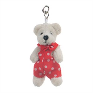 Chaveiro Urso Poá Branco e Vermelho (Patchwork Vermelho) - 6 Un