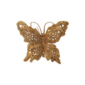 Clip Borboleta Glitter Ouro