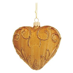 Bola de Vidro Coração Marfim 8 cm