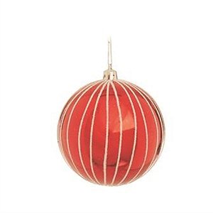 Bola com Listras Vermelho e Branca 10 cm (Bolas) - 4 Peças