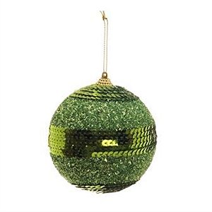 Bola com Lantejoula Verde 12 cm (Bolas) - 4 Peças