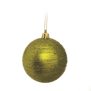 Bola com Anéis em Glitter Verde Claro 8 cm (Bolas) - 6 Peças