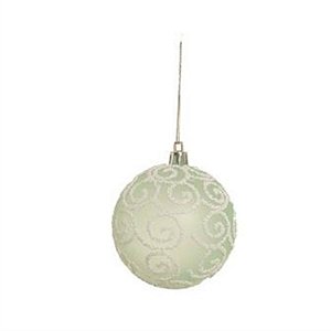 Bola de Natal com Arabesco Verde Claro 8cm - 6 Un