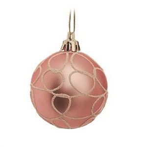 Bola com Rabiscos Rosa e Branca 6 cm (Bolas) - 6 Peças