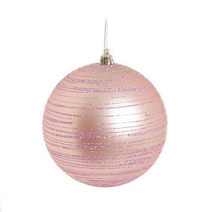 Bola com Glitter Rosa 12 cm (Bolas) - 2 Peças