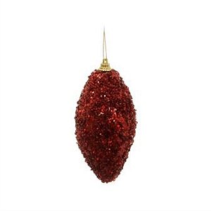Bola Pino com Glitter Vermelho 6 cm (Enfeites) - 6 Peças
