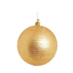 Bola com Glitter Ouro 10 cm (Bolas) - 4 Peças