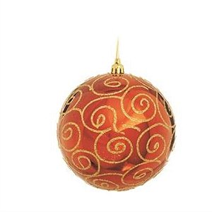 Bola com Arabesco Marfim e Ouro 12 cm (Bolas) - 2 Peças