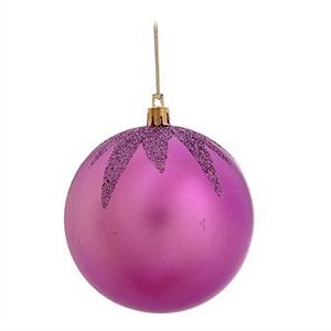 Bola com Folhas em Glitter Lilás 6 cm (Bolas) - 6 Peças