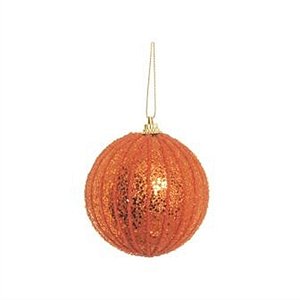 Bola Listras Glitter Cobre 8 cm (Bolas) - 6 Peças