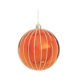 Bola com Listras Cobre e Branca 10 cm (Bolas) - 4 Peças