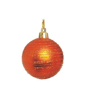 Bola com Glitter Cobre 6 cm (Bolas) - 6 Peças