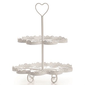 Suporte com Coração 2 Andares Branco (Cake)