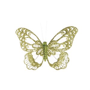 Clip Borboleta Borboletas Verde Claro 9cm - 6 Un