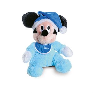 Natal Disney - Baby Mickey de Pelúcia Azul Claro 22cm