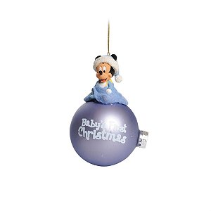 Natal Disney - Bola 3D Baby Mickey Azul Claro 8cm - 2 Un