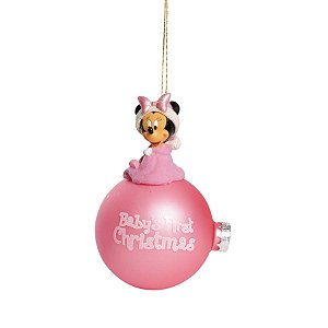 Natal Disney - Bola 3D Baby Minnie Rosa Claro 8cm - 2 Un