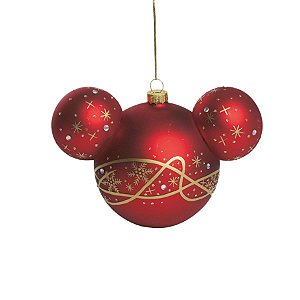 Natal Disney - Bola de Vidro Vermelho 10cm - 2 Peças
