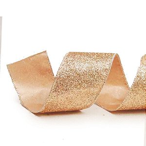 Fita de Natal Glitter Ouro 6,3cm (Fita para Presente) - 1 Unidade