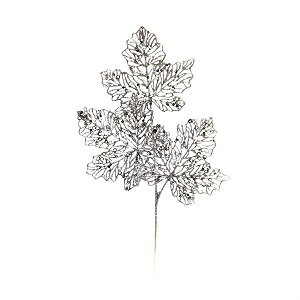 Galho Tres Folhas Glitter Prata (Galhos Médios) - 1 Un