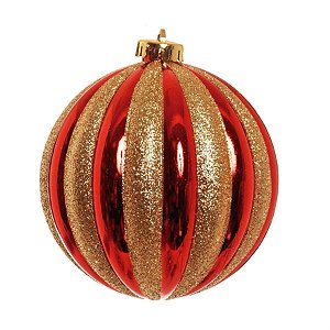Bola de Natal Vermelho e Ouro 8cm - 6 Un