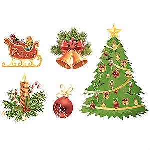 Cenário Adesivo Festa de Natal - Trenó, Vela e Árvore