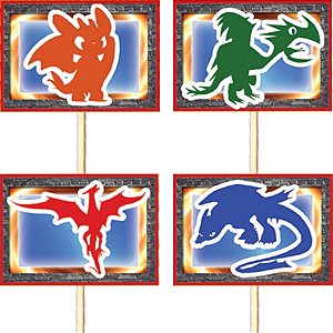 Lolipop para Cupcake Especial Como Treinar Seu Dragão - 10 Un