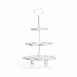 Suporte com Coração 3 Andares Branco (Cake)