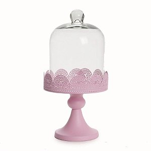 Porta Cupcake Solitário com Cúpula Rosa Claro (Cake)