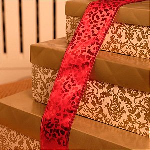 Fitas Natal / Estampa Onca Vm 6,3 X 9 - Pct com 3 Un