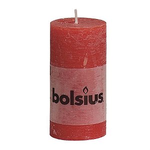 Natal - Vela Pilar Rústico Vermelho 10X5 cm (Velas Bolsius) - 4 Un